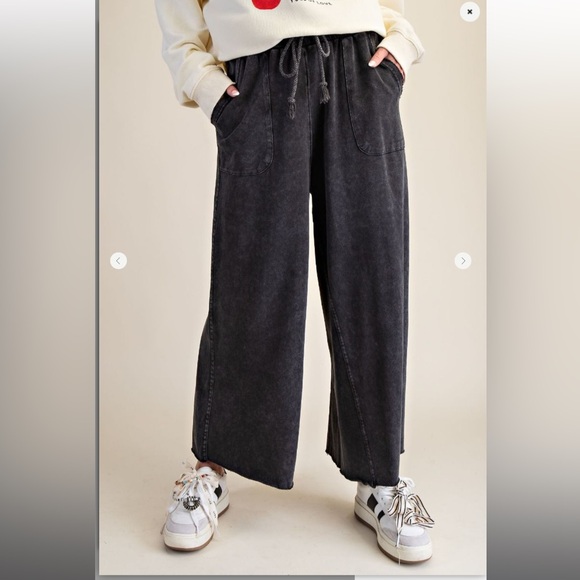 Easel Los Angeles Pants - Easel 💖 BLACK • washed terry knit wide leg pants NWT S M L